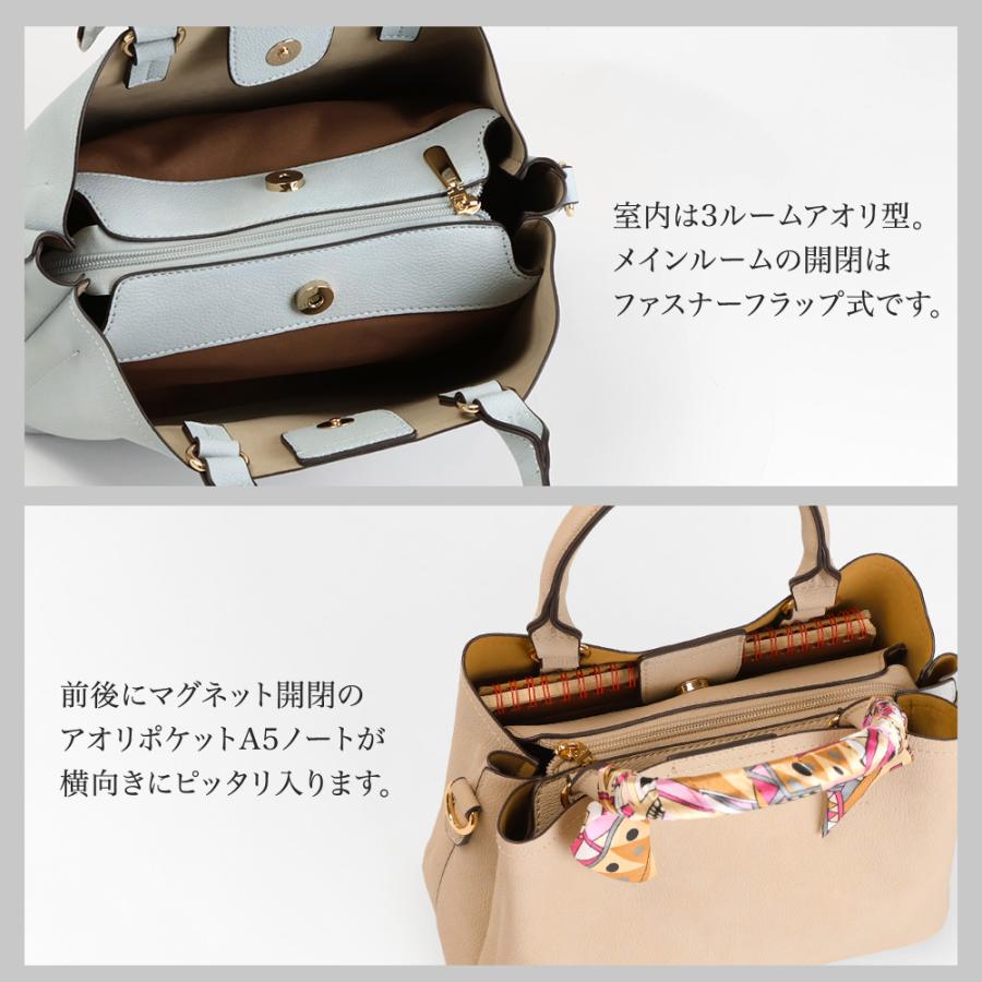トートバッグ レディース ショルダーバッグ 小さめ 斜めがけ 通勤バッグ 春 バック ポケット多い スカーフ PRAGMA プラグマの画像