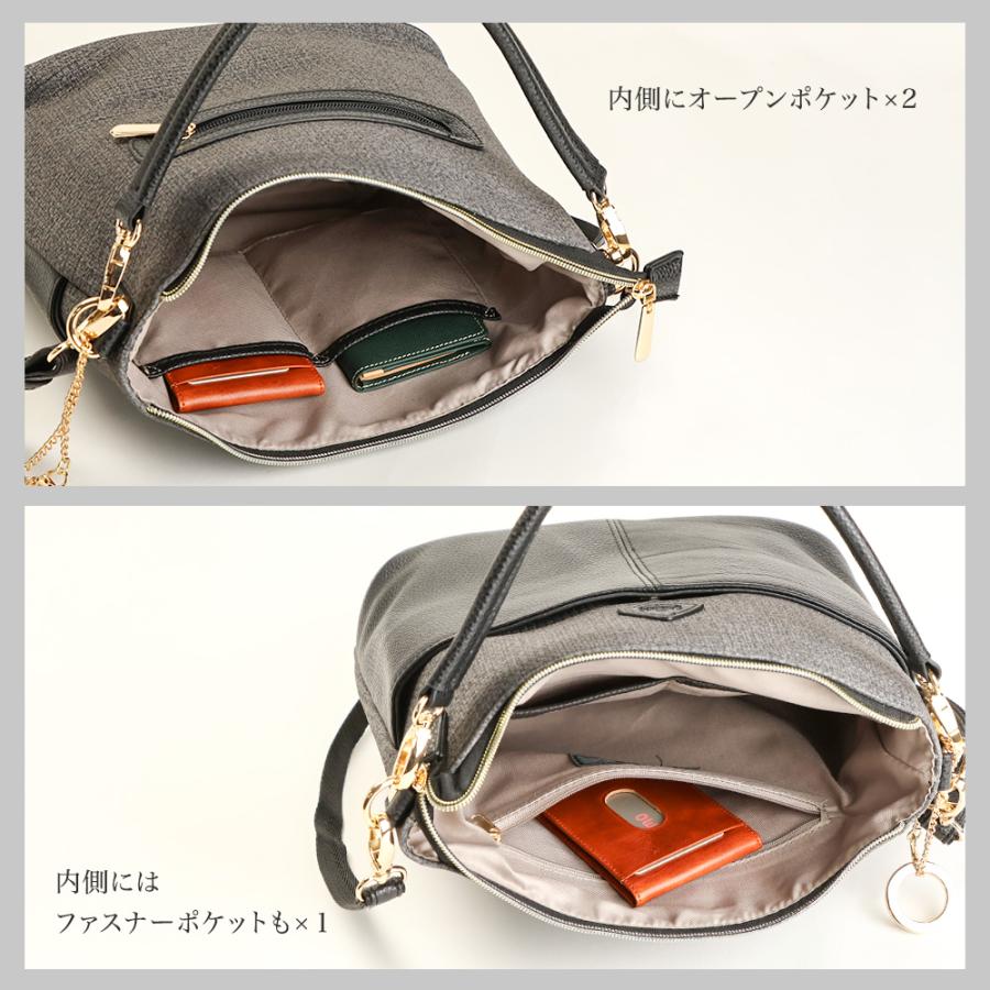 ショルダーバッグ レディース 2way 斜めがけ 本革 牛革 バッグ 小さめ 軽量 軽い 大人 トート 革 ポケット 合成皮革 異素材 コンビ 通勤 旅行 おしゃれ PRAGMAの画像