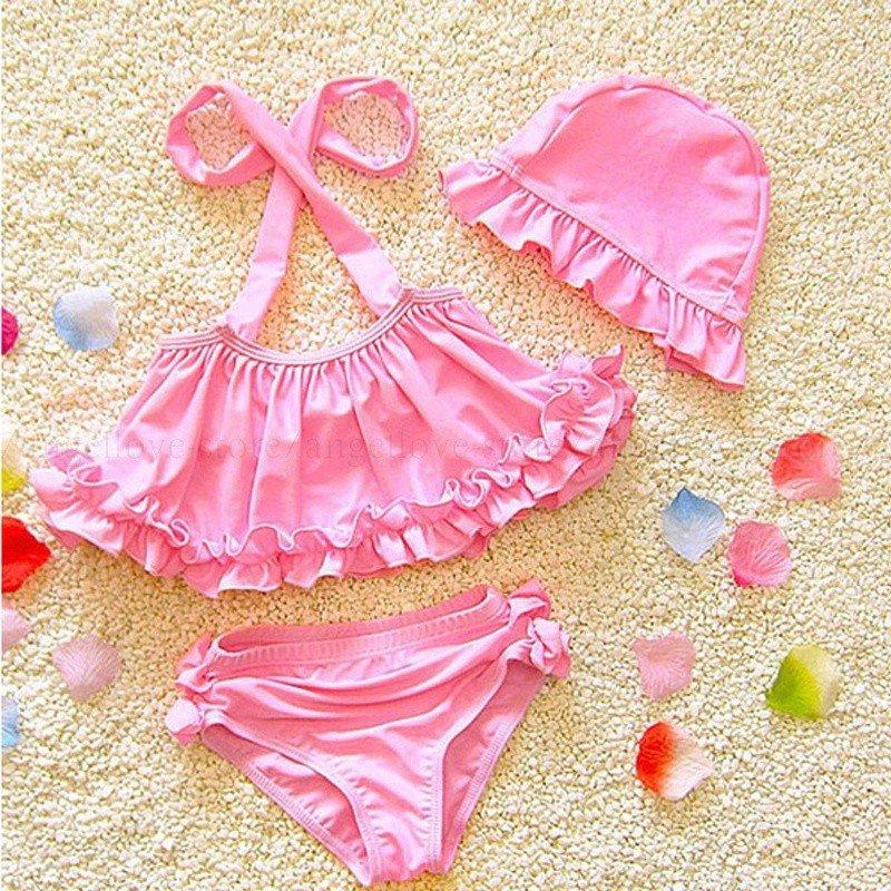 人気商品 ベビー水着 キッズ水着 女の子 ビキニ 3点セット セパレート キッズ水着 女の子 ビキニ 3点セット キャップ付き セパレート水着 フリル 可愛い 子供水着 ベビー スイムウェア プール 温泉 80 90 100 110 1 Www Threeriversofs Com