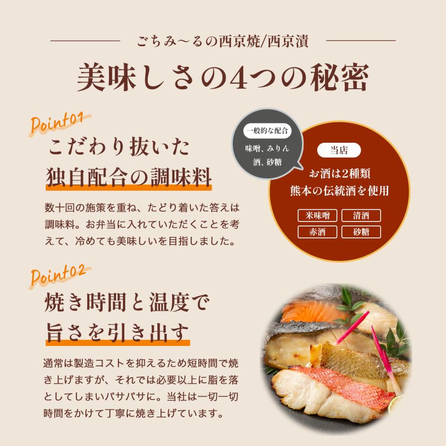 西京焼き 家庭用Bセット 15切 焼き魚 冷凍 レンジ 真空パック 骨取り 骨なし 骨抜き 魚 詰め合わせ レンチン 切り身 銀だら 真鯛 ぶり 鮭 銀鮭 さば ごちみ〜る_3