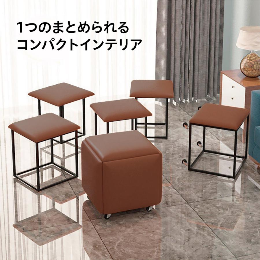 イス 椅子 5脚 コンパクト インテリア 省スペース キャスター付き
