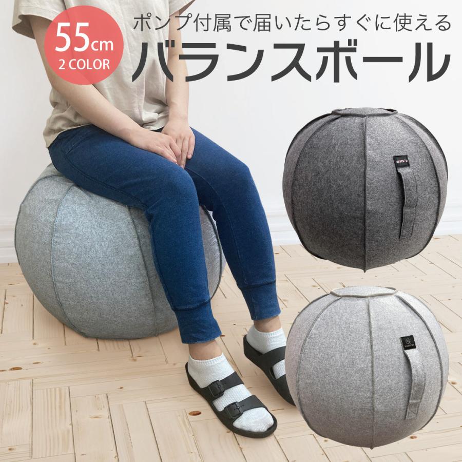 バランスボール 55cm カバー 椅子 エクササイズ おしゃれ バランスツール バランスチェア ボール 簡易ポンプ付き balance-ball｜gochumon