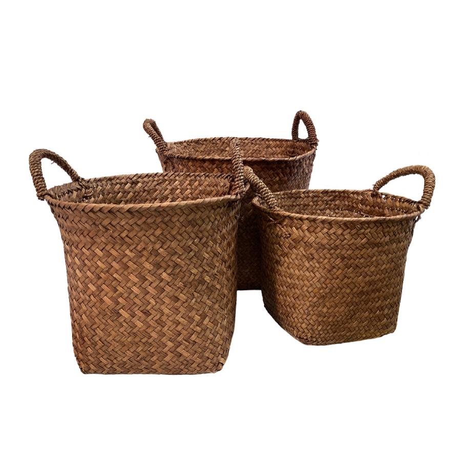 ハンドメイド　バスケット他 フリーバスケット 3点セット 収納 バスケット 持ち手付き