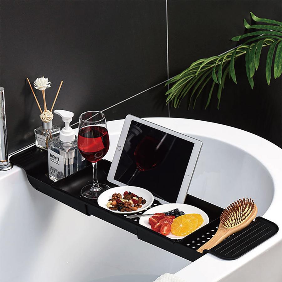 バスタブトレイ 伸縮 バストレー お風呂 ラック テーブル スタンド 半身浴 おふろ グッズ バス おしゃれ 新生活 bathtubtray
