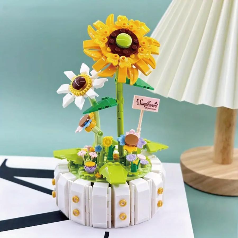 ブロックフラワー 組み立て インテリア 花 フラワー ひまわり すみれ