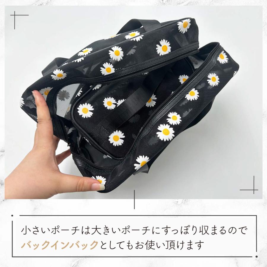 ★２点セット★CCロゴ柄メッシュポーチ　ノベルティ メッシュポーチ 2点セット 花柄 化粧ポーチ コスメトラベルポーチ 透明