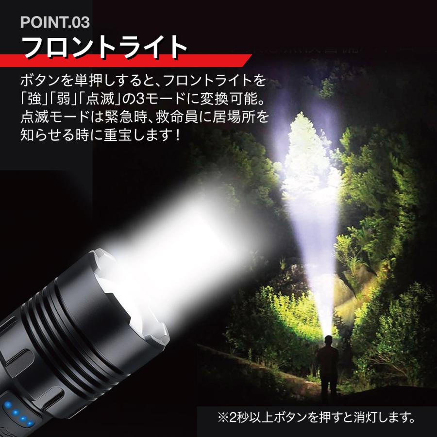 LED懐中電灯 充電式・電池式兼用 爆買 ズーム機能 7モード 防水 IPX6