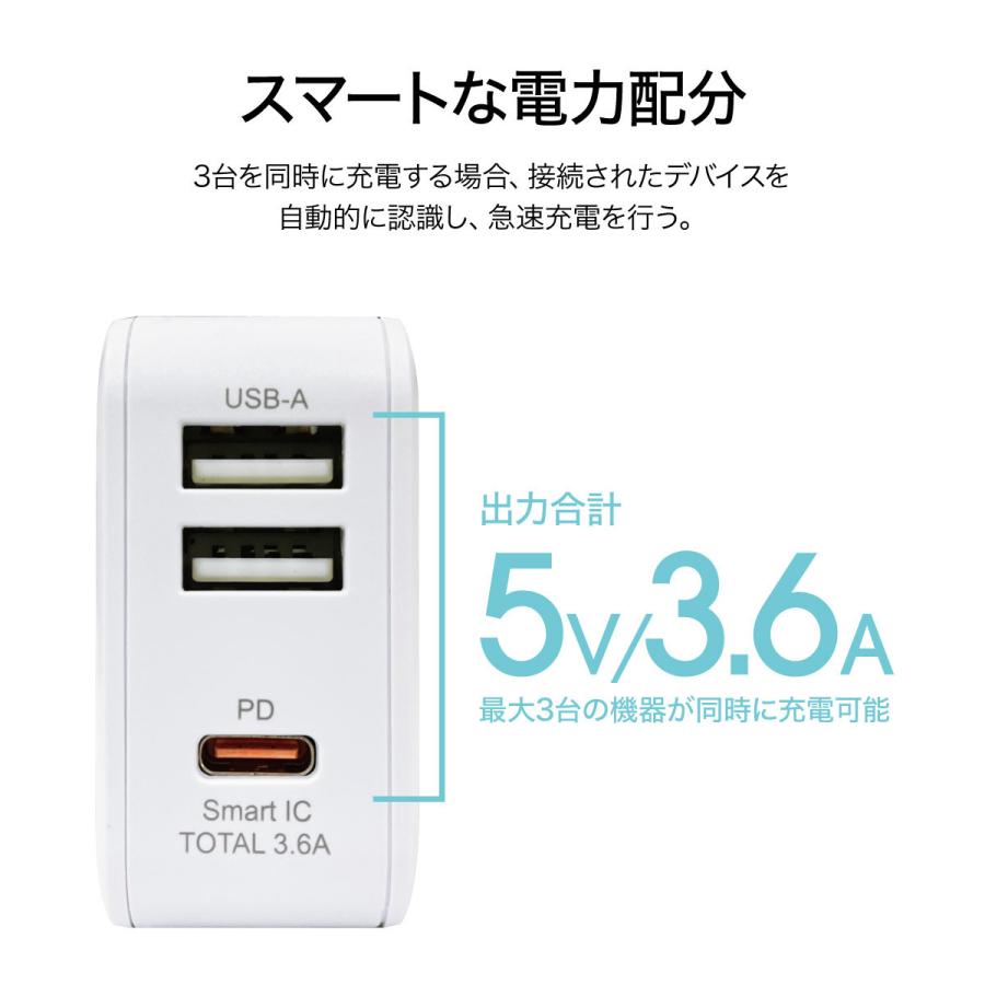 PD 充電器 iPhone12 ACアダプター 3ポート type c usb 急速充電 jiang-ac06｜gochumon｜11