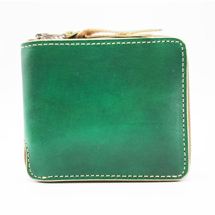 二つ折り革財布 財布 メンズ レディース ラウンドファスナー 牛革 革