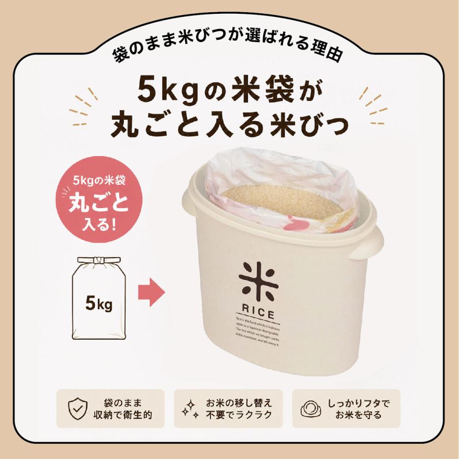 米びつ RICE お米袋のままストック 5kg用 爆買 計量カップ付き ライス