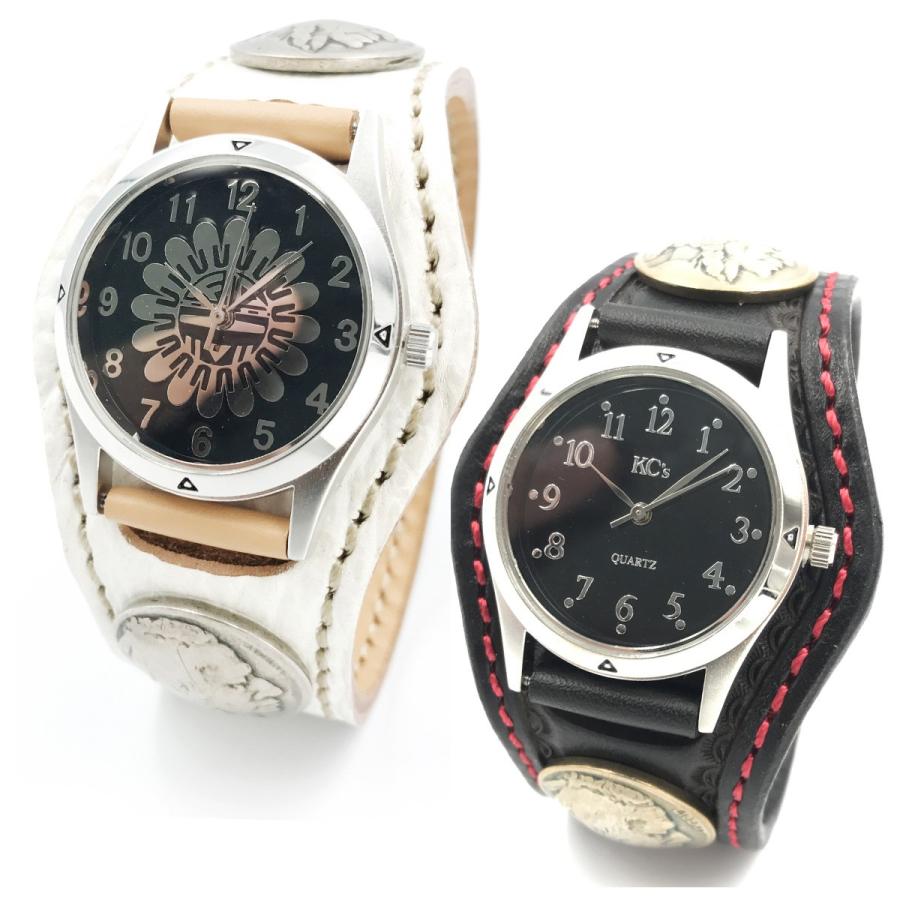 腕時計 メンズ レディース 本革 革 レザー KC,s ケーシーズ ケイシイズ 3コンチョ シャーク レザーブレスレット ksr506｜gochumon｜03