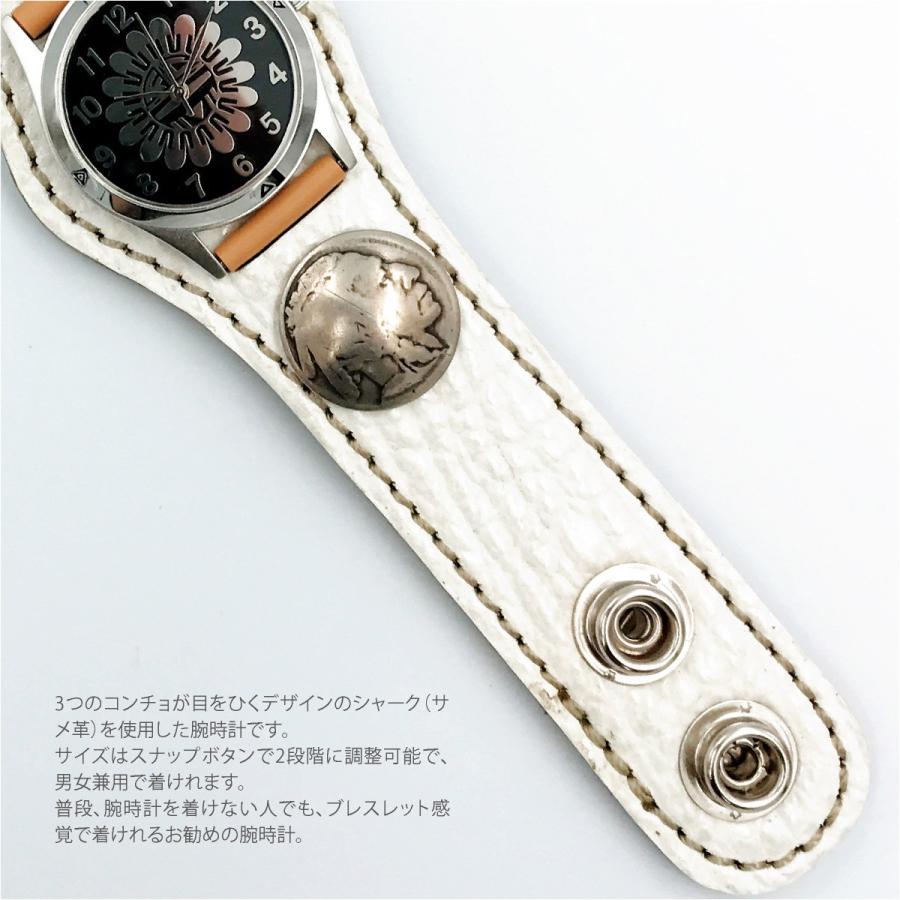 腕時計 メンズ レディース 本革 革 レザー KC,s ケーシーズ ケイシイズ 3コンチョ シャーク レザーブレスレット ksr506｜gochumon｜07