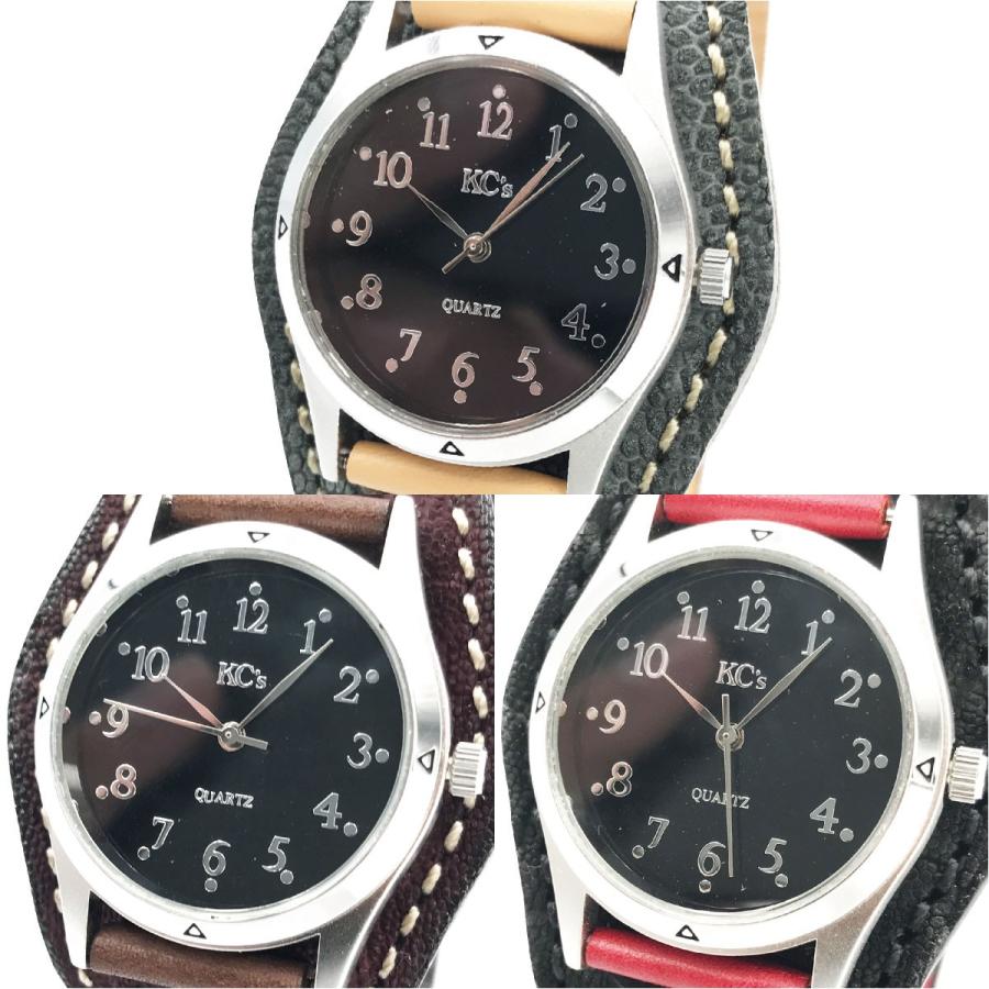 腕時計 メンズ レディース 本革 革 レザー KC,s ケーシーズ ケイシイズ 3コンチョ エレファント 像革 レザーブレスレット ksr510｜gochumon｜03