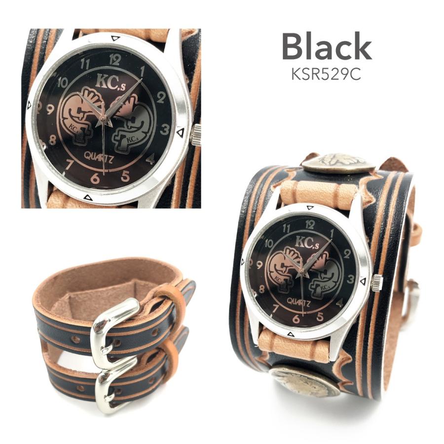 腕時計 メンズ レディース 本革 革 レザー KC,s ケーシーズ ケイシイズ ダブルバックル コンチョ レザーブレスレット ksr529｜gochumon｜11