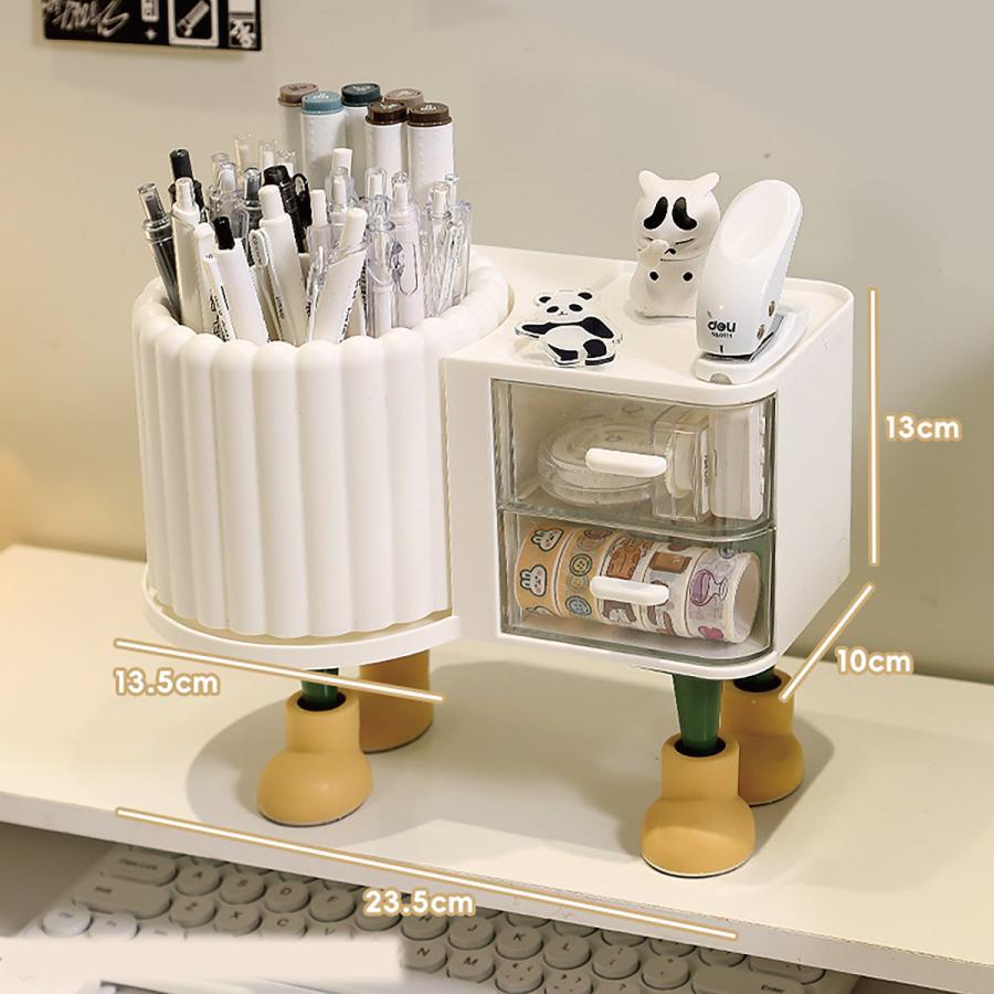 ペンスタンド 足つき 360度回転 ペン立て ペンケース 卓上収納