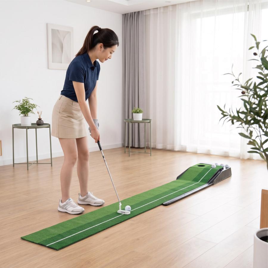 パターマット 2.5m 返球機能付き ゴルフ練習マット パター練習 ゴルフ