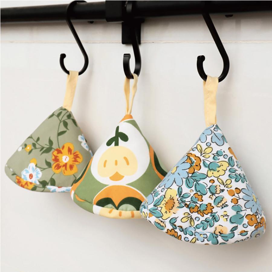 鍋つかみ 三角 3個セット コットン ステッチ ミニ 鍋掴み 北欧