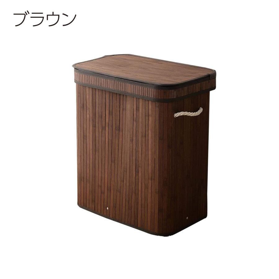 ランドリーバスケット バンブーバスケット 持ち手付 45L 大容量 ふた