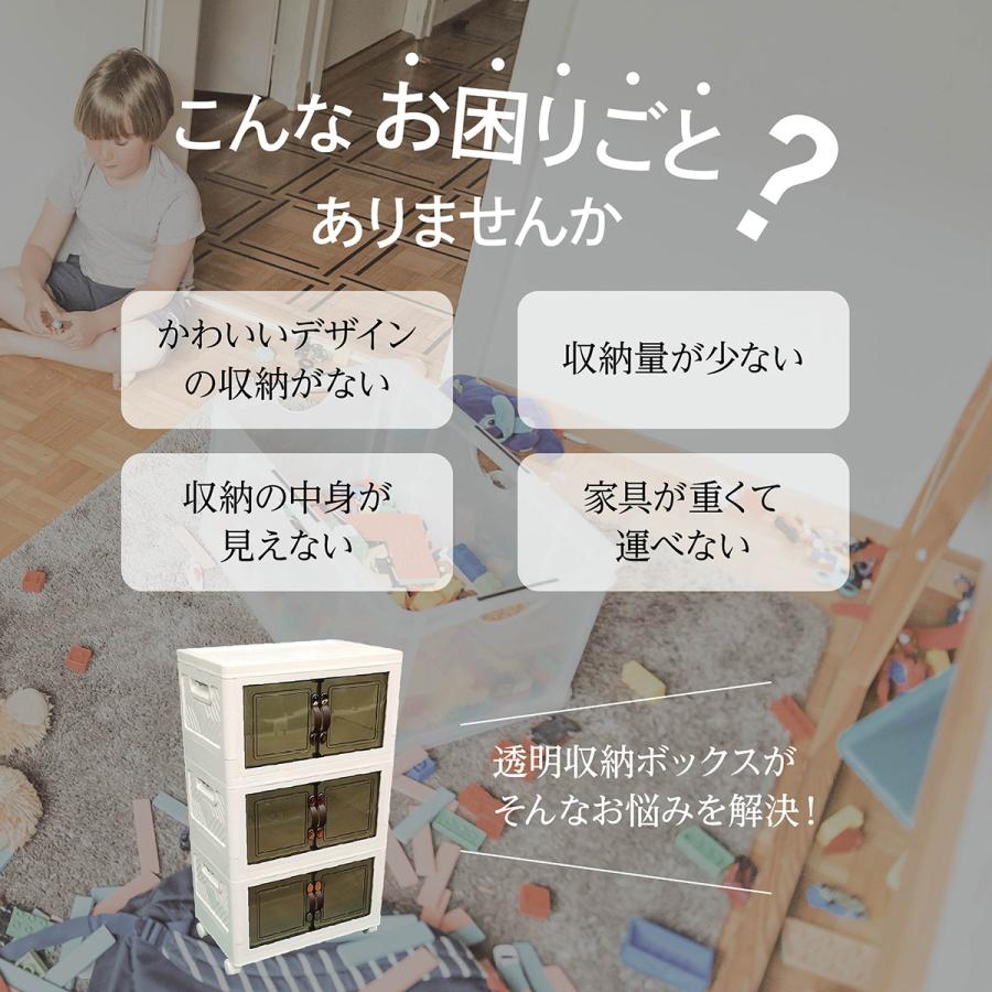 値下！【3個セット】折り畳みコンテナ　開閉扉付き 収納ボックス 折りたたみ 3個セット 3段 爆買 ボックス 収納ケース 前