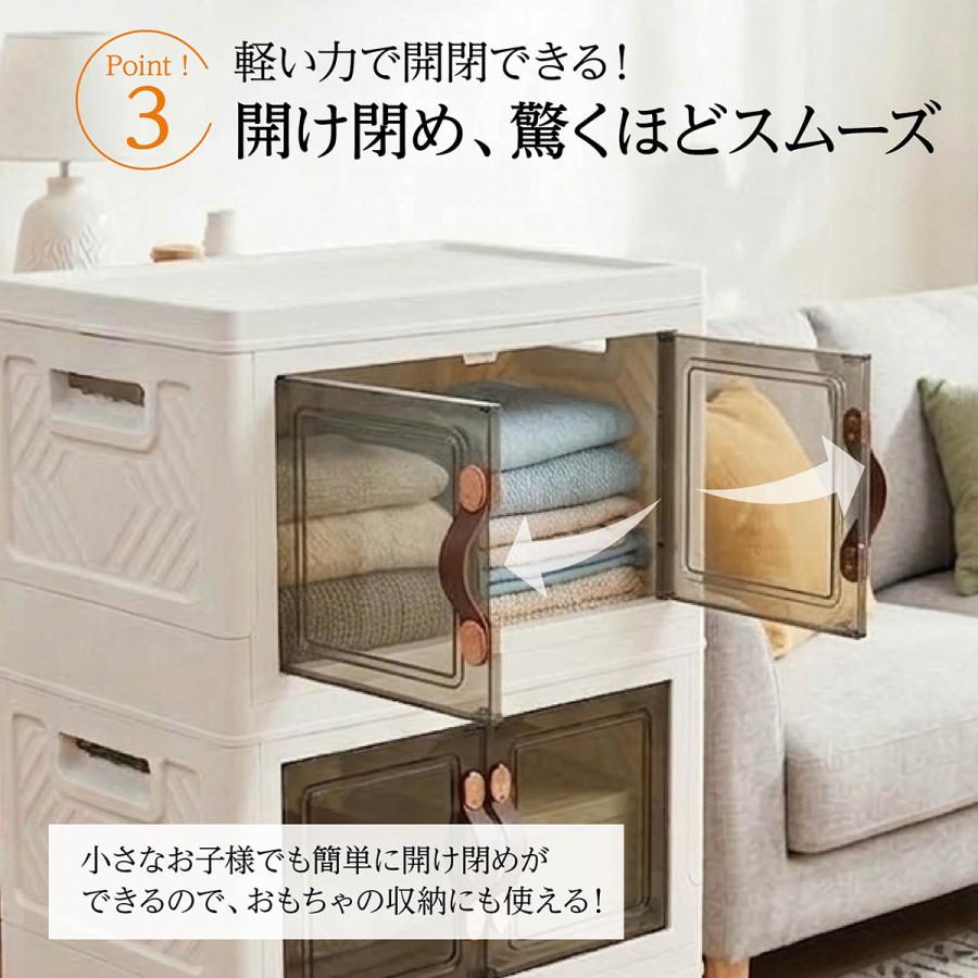 【3個セット】大容量 折り畳み 収納ボックス キャスター付 収納ボックス 折りたたみ 3面開閉 収納ケース 組立簡単 積み重ね 大