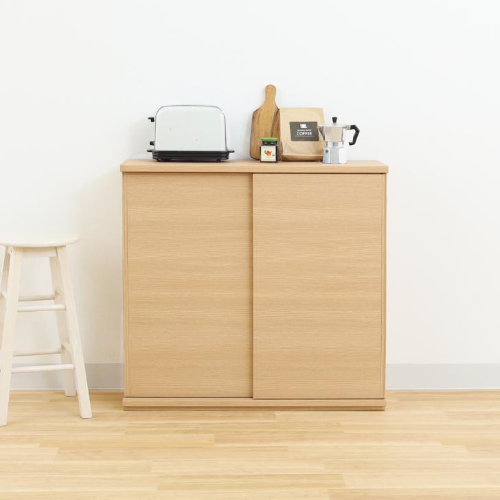 白井産業 ピタシエ キャビネット PTS-8590SD NA WH PITASHIE カウンター下収納 ダイニングボード 引戸の画像
