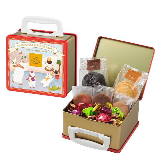 クリスマス プレゼント 信用 ギフト お返し お祝い チョコレート スイーツ Godiva アソートメント お菓子のトランク缶 ゴディバ