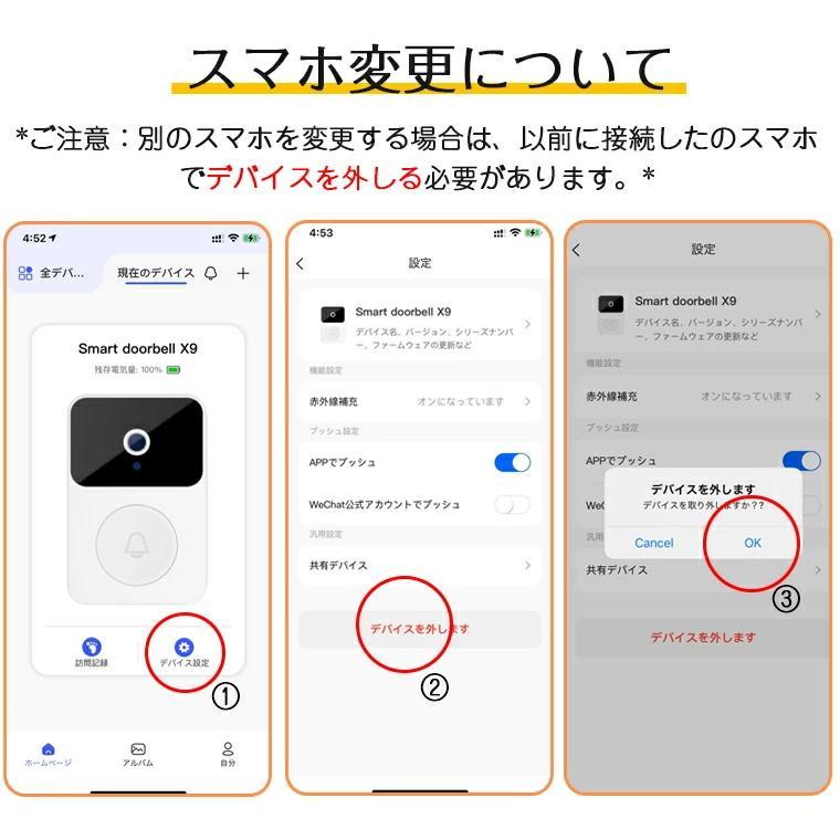 インターホン 工事不要 防犯カメラ カメラ付き ワイヤレスチャイム インターフォン 屋外 WIFI 300万画素取扱説明書 1080P 玄関 防犯対策 遠隔監視 暗視機能｜godo-secret-base｜15