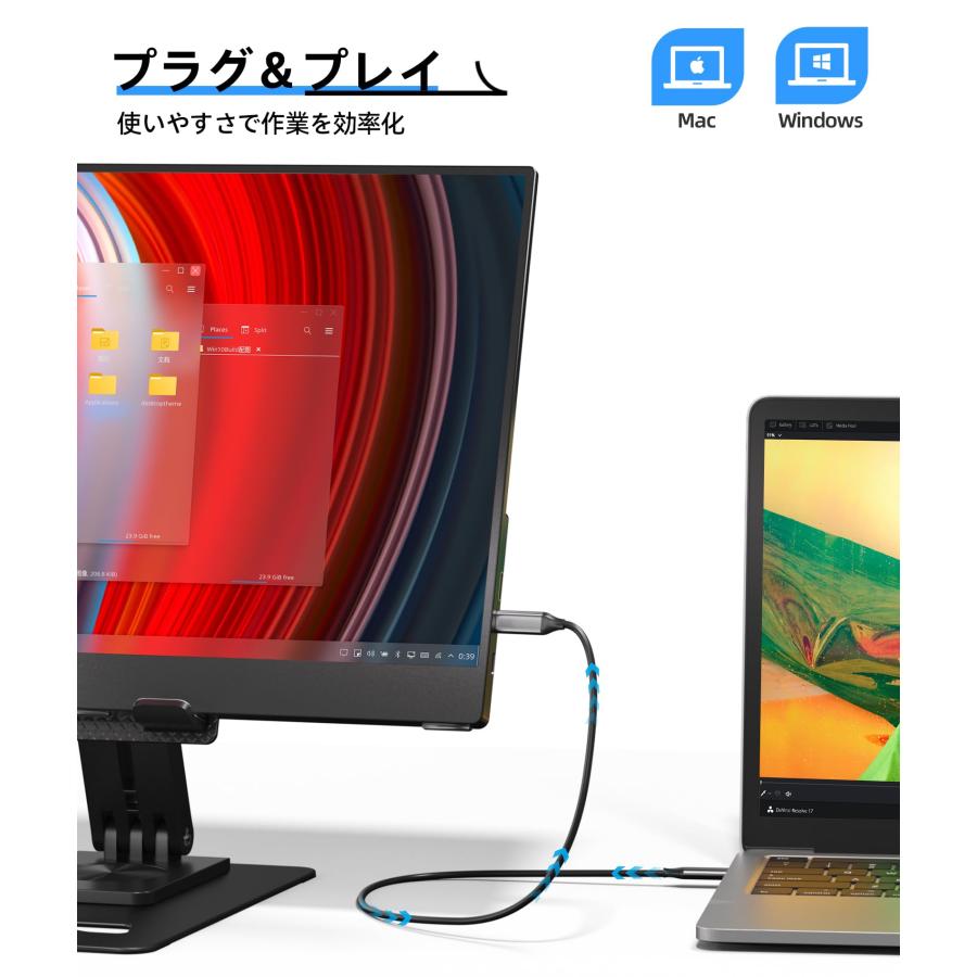 Ingnok モバイルモニター 15.6インチ モバイルディスプレイ FHD 非光沢 A+スクリーン IPS液晶パネル USBTypeC