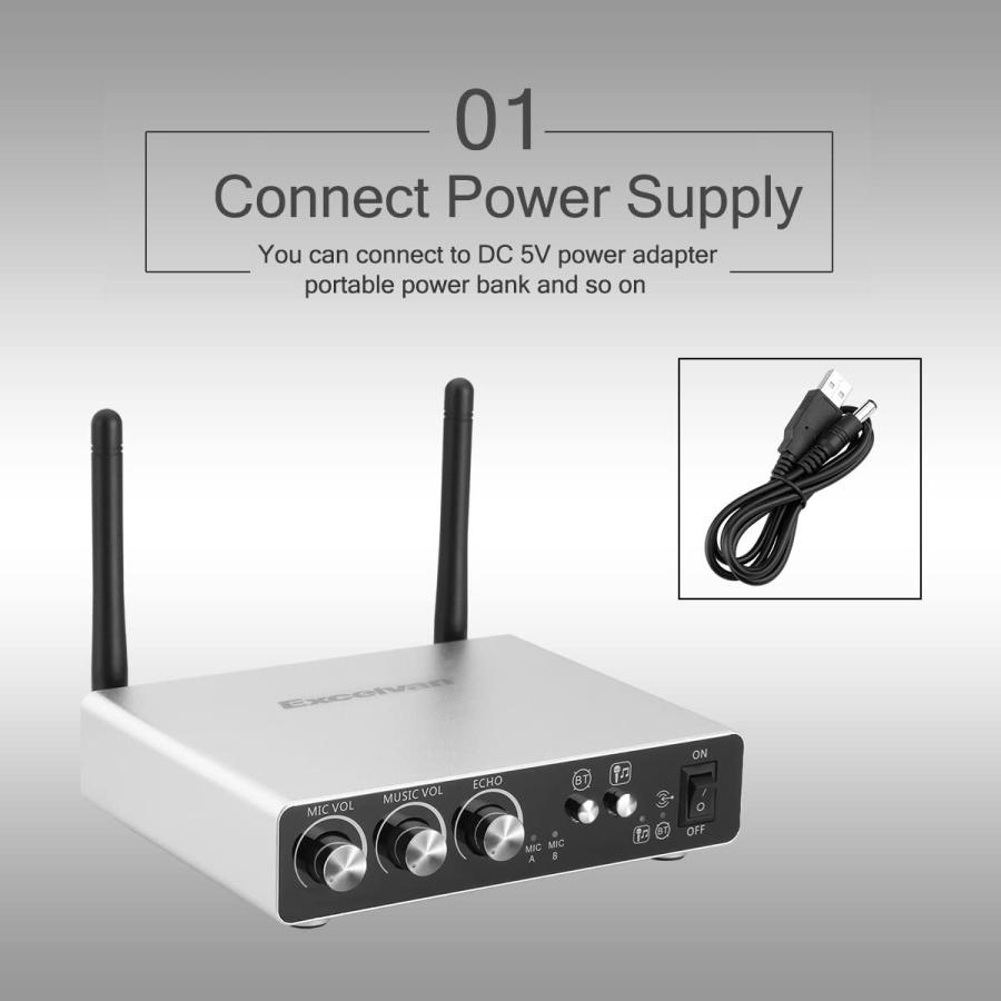 Excelvan ワイヤレス カラオケマイク シルバー&ゴールド Bluetooth