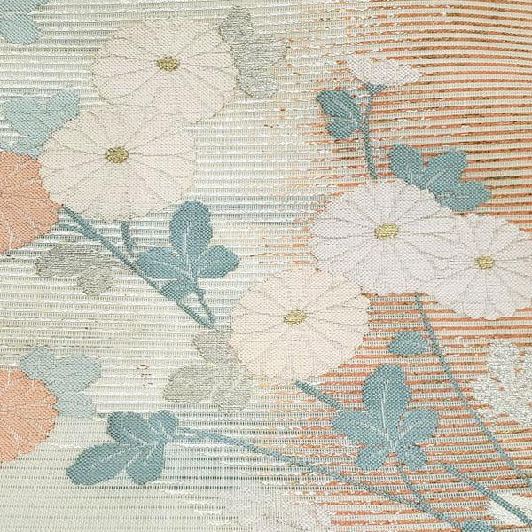 特別価格品 夏帯 九寸 絽名古屋帯 （ 正絹 ） 「引箔ぼかし 流水秋草  