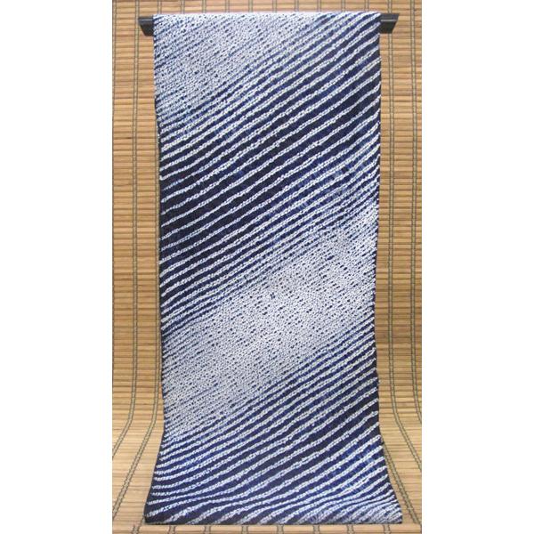 :::: 伝統の絞り染め ::::　　誇り高き日本の匠技に賞賛を　　伝承の技を贅沢に「変わり縫い締め絞り」段斜取り柄（反物）の画像