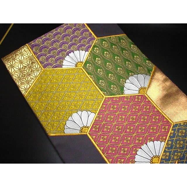 西陣織工業組合証紙番号369番(株)洛北苑謹製亀甲彩重文袋帯 フォーマル