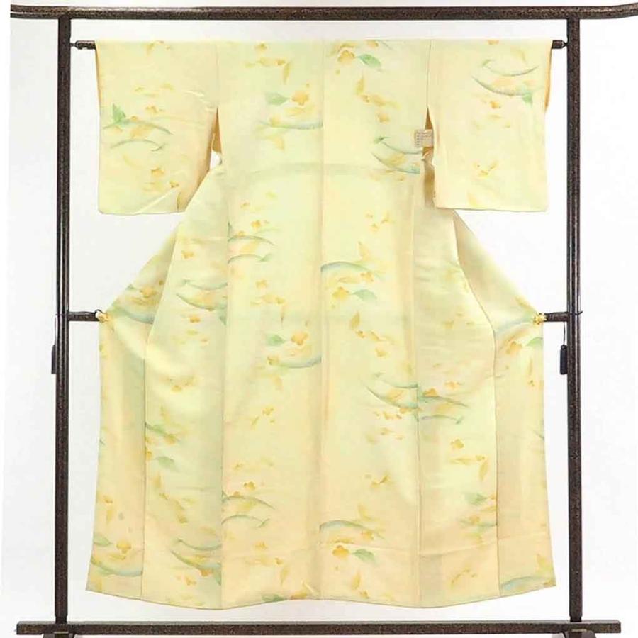 リサイクル 正絹 黄色地 花柄 袷 小紋着物 :A17674:新品とリサイクル着物呉服のきくや - 通販 - Yahoo!ショッピング