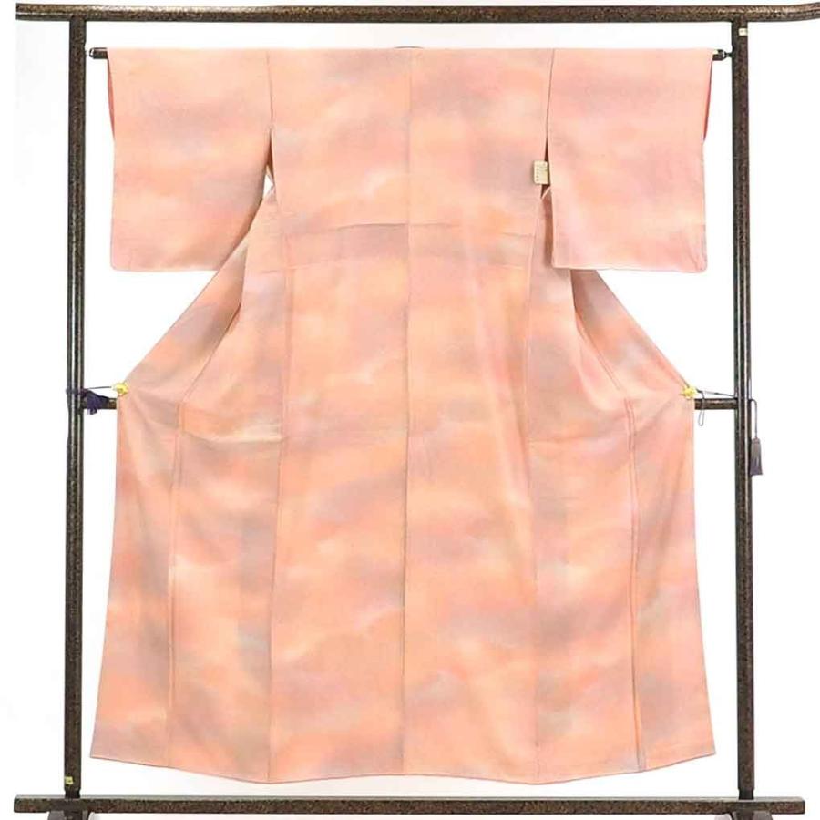 人気デザイナー 正絹 リサイクル ピンクぼかし 小紋着物 袷 小紋