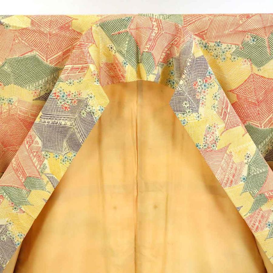 正絹 建物柄 袷 小紋リサイクル着物 : 新品とリサイクル着物呉服の
