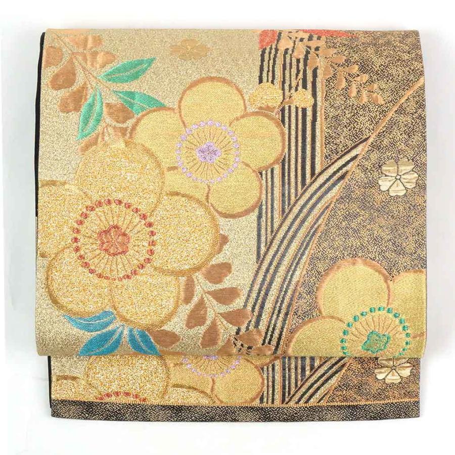 21年新作入荷 リサイクル 正絹 金糸花柄六通 袋帯 袋帯 Floridapace Gov