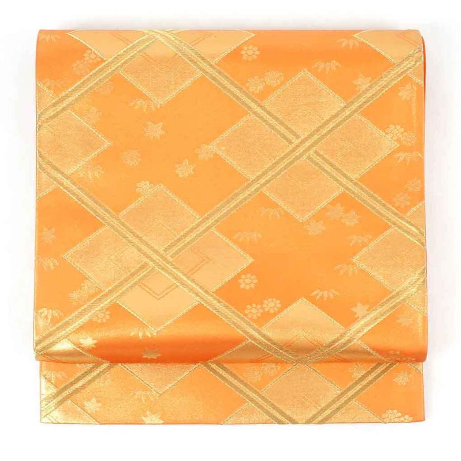 安い人気商品 リサイクル 正絹 オレンジ地 菱形模様六通 袋帯 優待価格 Superiorrealtyofalabama Com