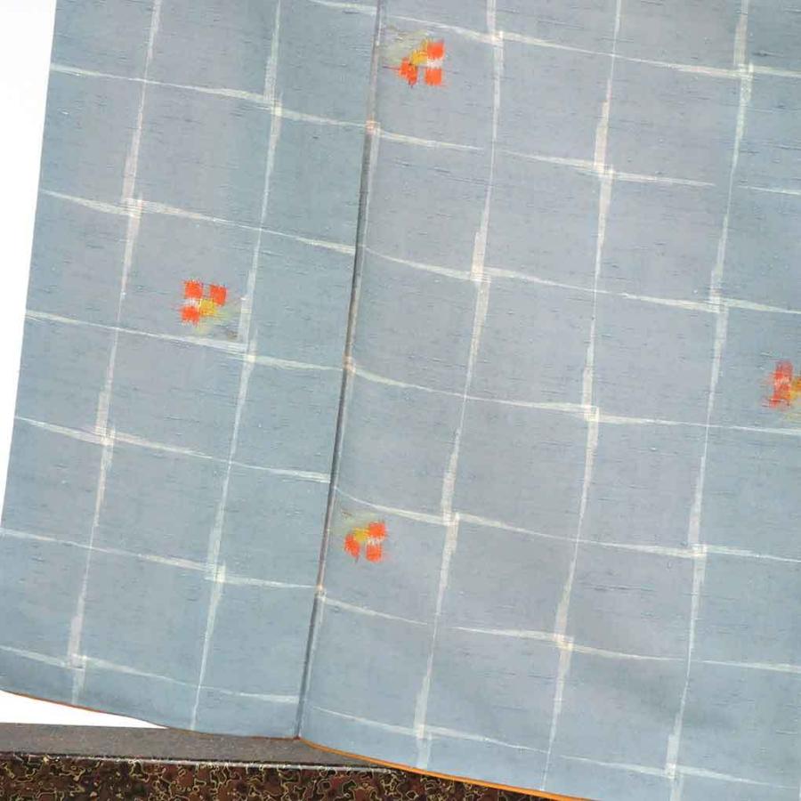 紬 身丈161cm 裄丈66cm 正絹 名品 【中古】 美品】 小紋 身丈161cm 裄丈65.5cm M 袷 紬地 幾何学 絞り 紺色 正絹