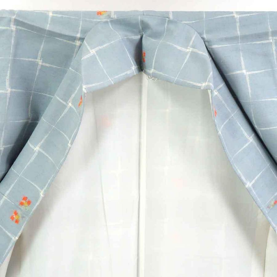 紬 身丈161cm 裄丈66cm 正絹 名品 【中古】 美品】 小紋 身丈161cm 裄丈65.5cm M 袷 紬地 幾何学 絞り 紺色 正絹