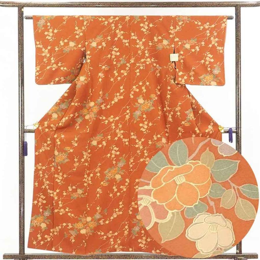 出産祝い 梅柄 茶色地 小紋 リサイクル 袷 着物 正絹 小紋 Www Floridapace Gov