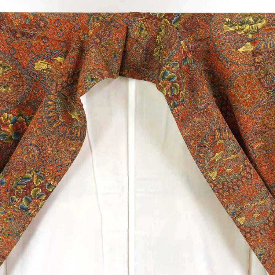 【美品】 小紋 身丈164cm 裄丈71cm 正絹 名品 【中古】 美品】 小紋 身丈169cm 裄丈71cm L 袷 前田仁仙 落款あり 幾何学模様