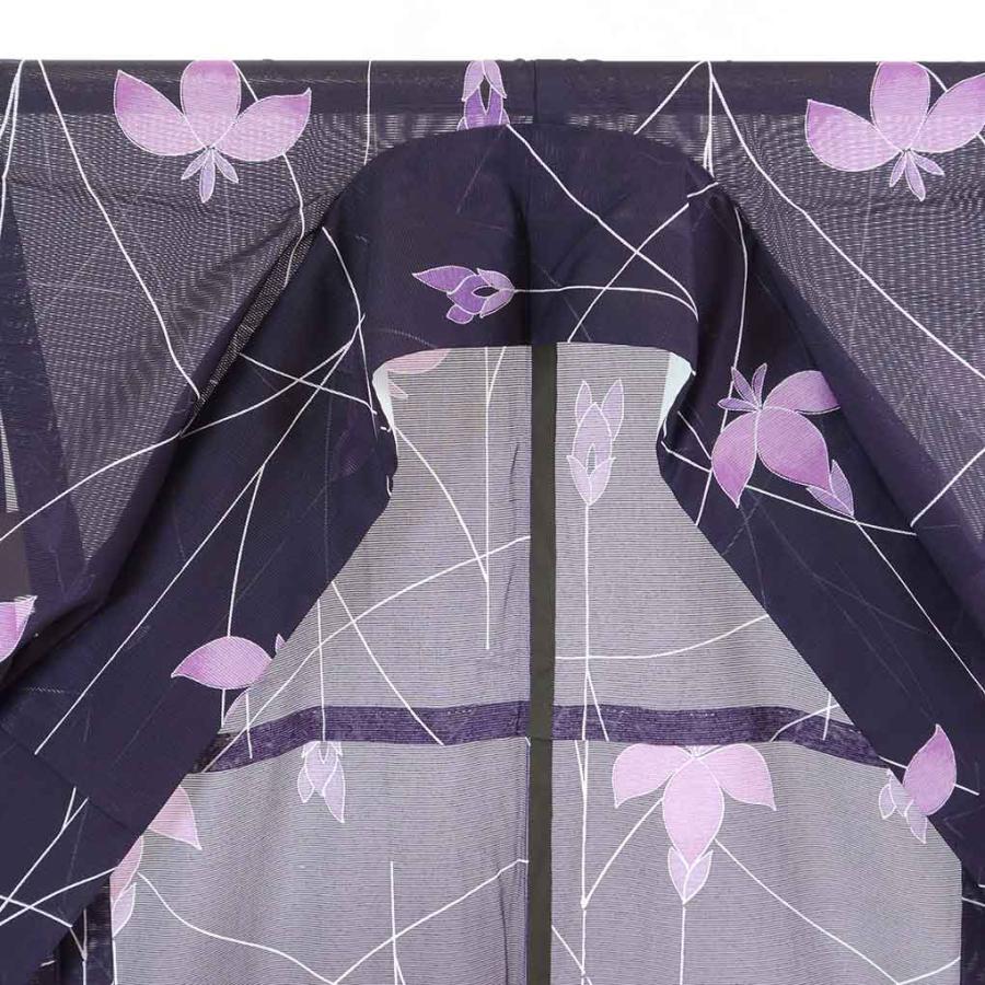 若者の大愛商品若者の大愛商品リサイクル着物 小紋 紫地 花柄 夏物絽