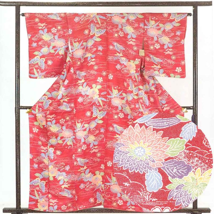 小紋 身丈160cm 裄65cm 前幅23cm 後幅30.5cm 袖丈53cm レディース 袷