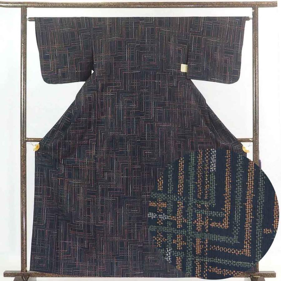 紬 身丈164cm 裄64cm 前幅24.5cm 後幅29cm 袖丈43cm レディース 単衣  