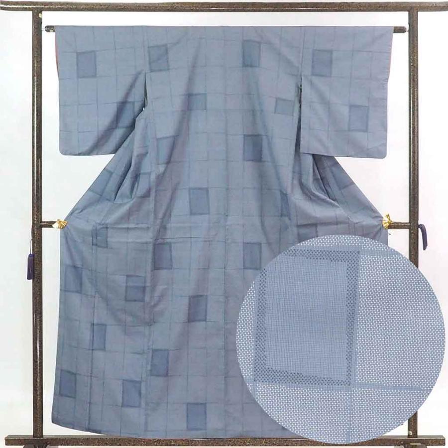 紬 身丈160cm 裄63cm レディース 袷 市松 裄Mサイズ 秋冬春用 正絹