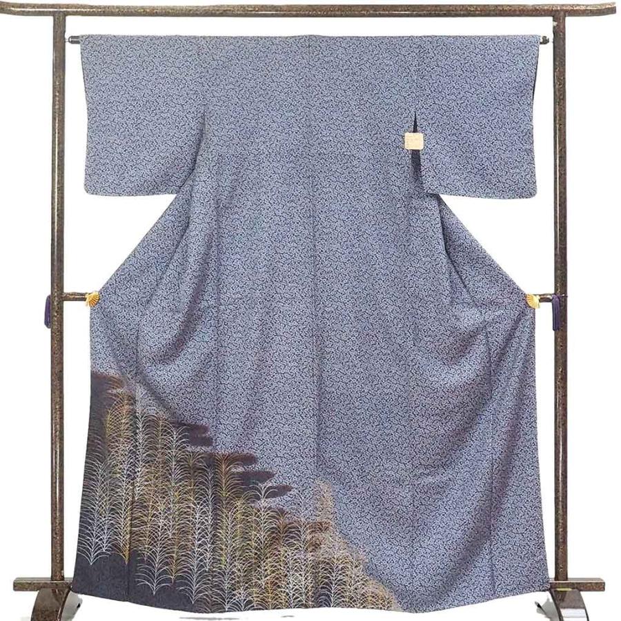 超美品 正絹 袷 螺鈿 金彩 訪問着 着物 着丈168裄70 トールサイズ 水色