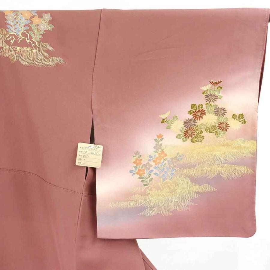 訪問着 身丈153cm 裄65cm レディース 袷 金彩 裄Mサイズ 秋冬春用 正絹