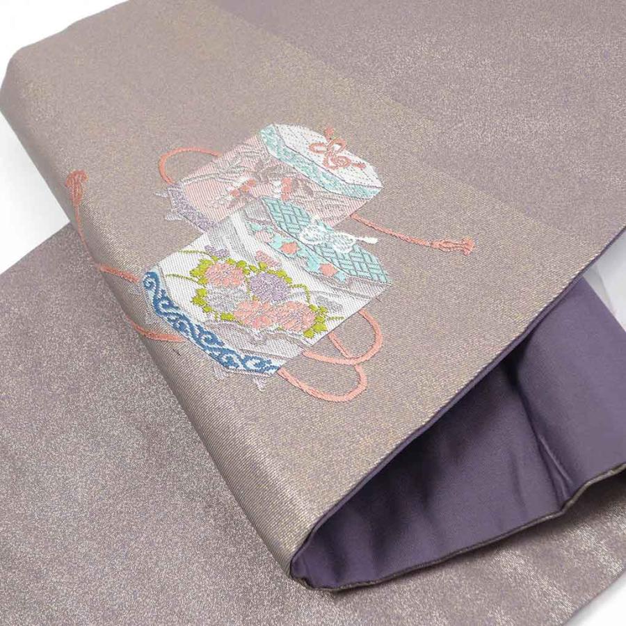 名古屋帯 幅30.5cm 長さ338cm レディース 貝桶 秋冬春用 正絹（シルク 