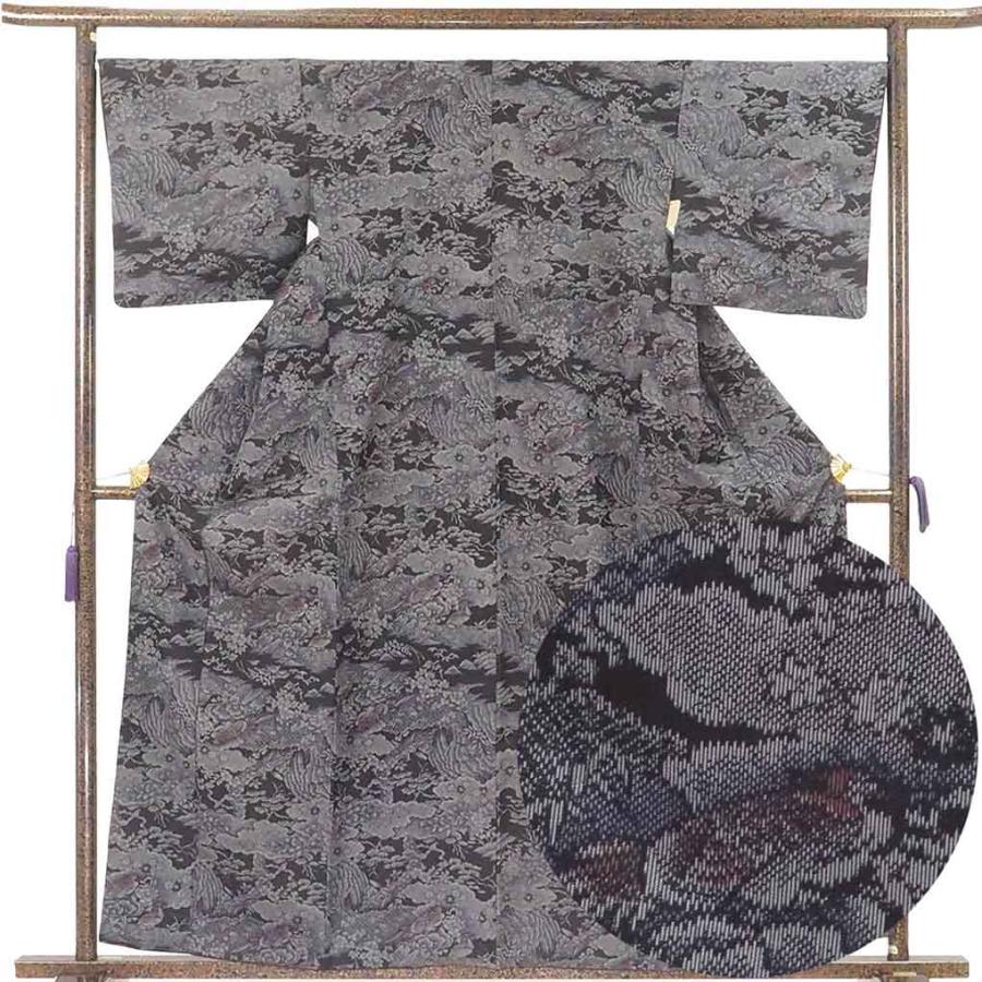 紬 身丈170.5cm 裄丈67cm 正絹 逸品 【中古】 紬 身丈170cm 裄67cm レディース 袷 正倉院文様 裄長 裄Lサイズ 秋冬春