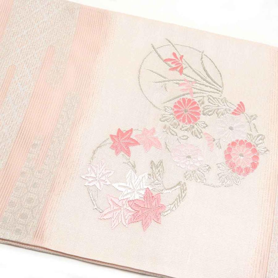 袋帯 幅31cm 長さ445cm レディース 花柄 夏用 正絹（シルク）ピンク 